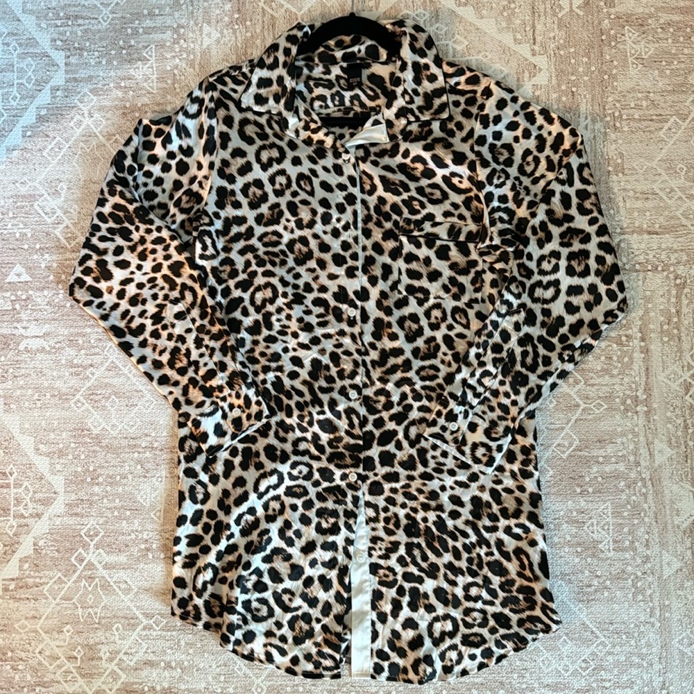 Victorias Secret Cheetah Satin Sleep shirt